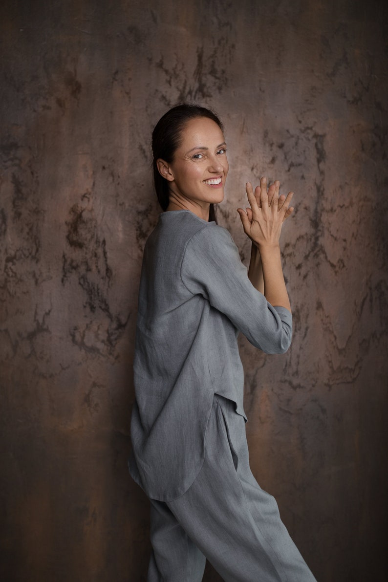 Linen shirt grey color 3