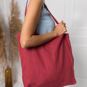 Linen market bag / Linen tote bag / Shopping bag / Various colors zdjęcie 3