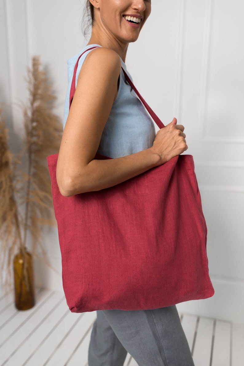 Linen market bag / Linen tote bag / Shopping bag / Various colors zdjęcie 3