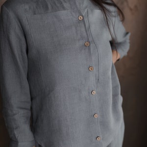 Linen shirt grey color 2