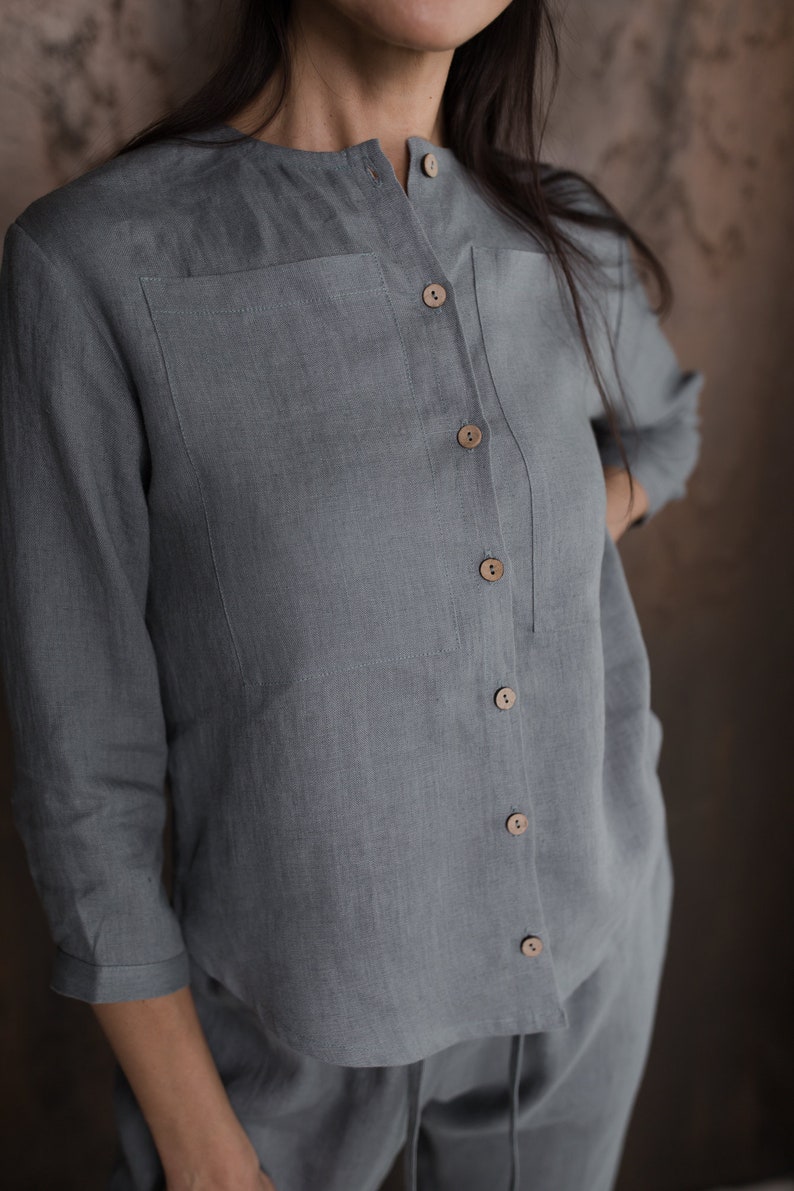 Linen shirt grey color 2