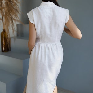 READY TO SHIP Cinderella linen dress Midi linen dress Summer linen dress Women dress Soft pure linen dress White linen dress image 4