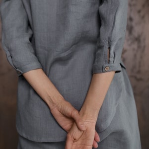 Linen shirt grey color 5
