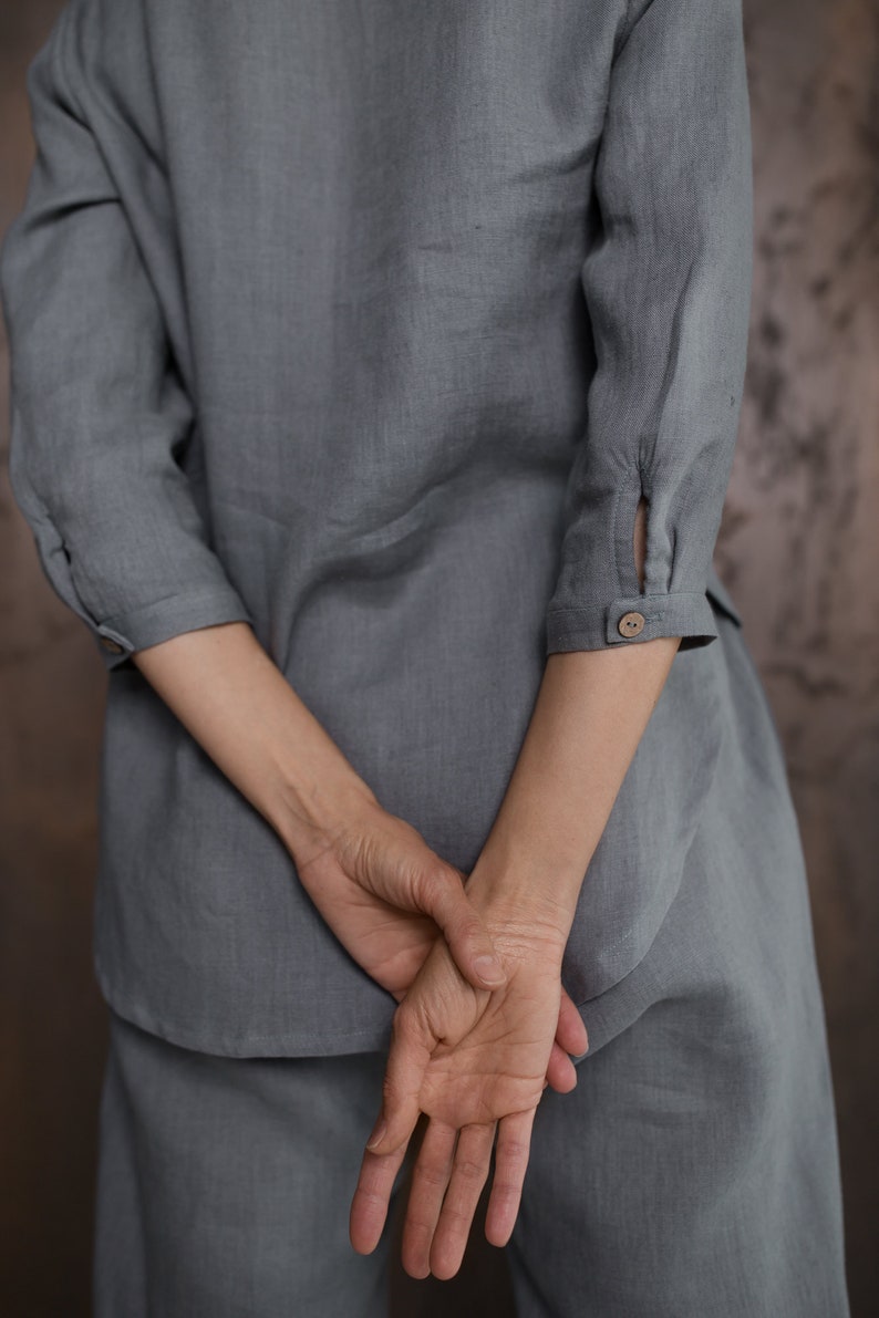 Linen shirt grey color 5