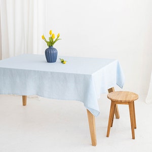 Sky blue linen tablecloth, Table cover, Rectangle table cloth, Table linens image 4