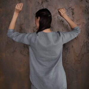 Linen shirt grey color 4