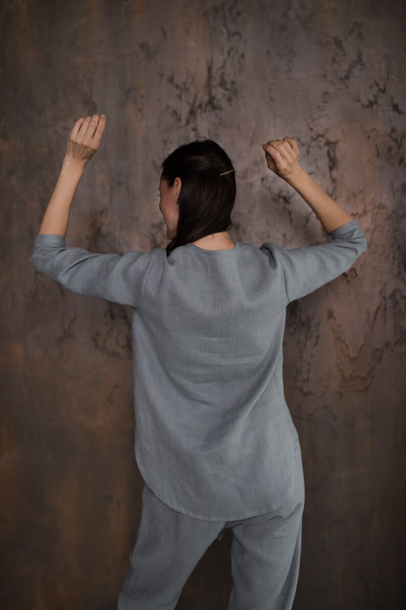 Linen shirt grey color 4