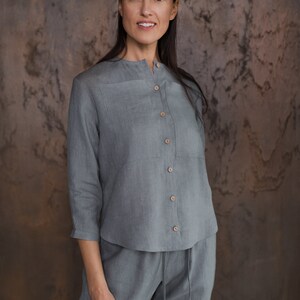 Linen shirt grey color 1