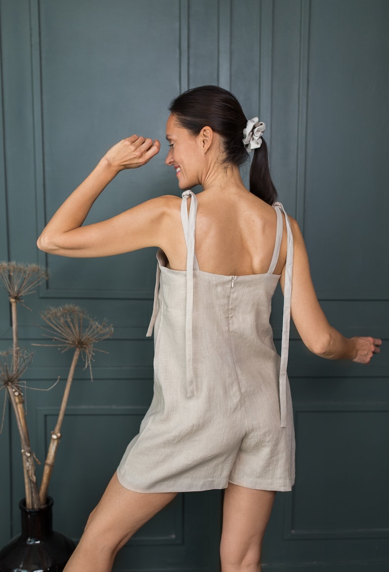 Linen playsuit PANAMA, Linen romper, Short linen jumpsuit, Summer overall for women, Loose linen jumpsuit, Summer jumpsuit, imagem 5