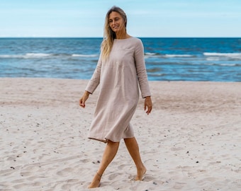 VERSANDFERTIG | Leinenkleid Aura / Übergroßes Leinenkleid / Leinenkleidung / Geschenk für Sie