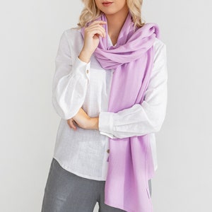 Linen scarf in lavender / Long scarf / Summer scarf / Linen shawl / Women scarf image 4