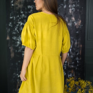 Linen dress MONA, Linen shirt dress, Dress with pockets, Pleated linen dress, Summer dress, Button up linen dress, image 4