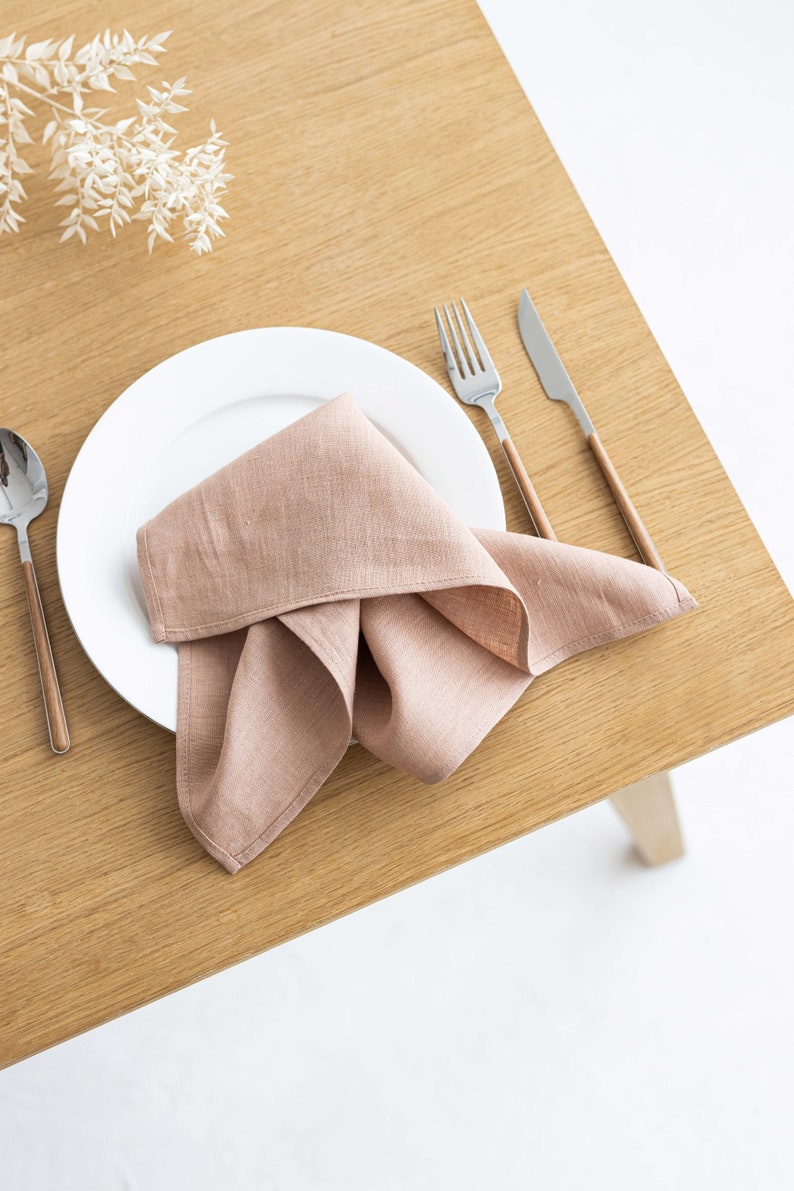 Set of 2 linen napkins, Dinner linen napkins, Cloth napkins, Wedding napkins, Table linens, Stonewashed linen napkins image 2