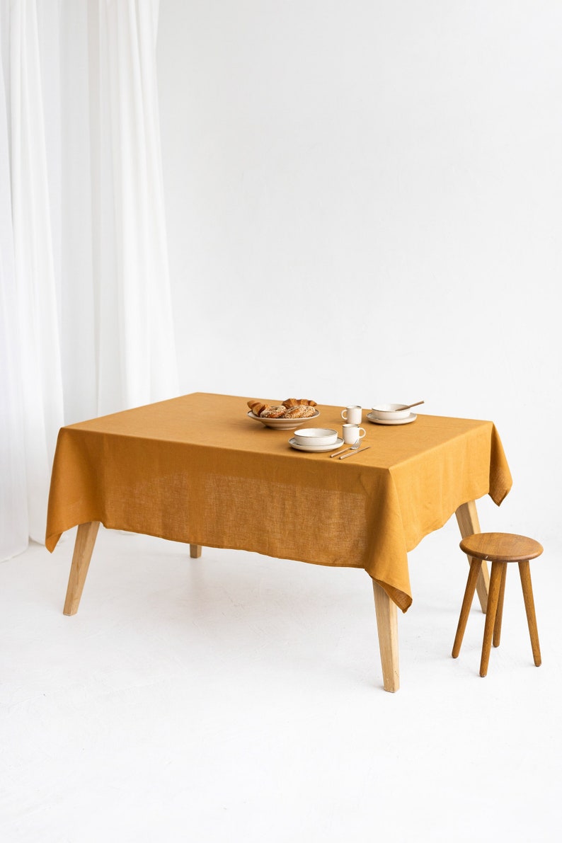 Linen tablecloth in various colors. Stonewashed linen tablecloth. Table linen. Linen table cloth square image 1