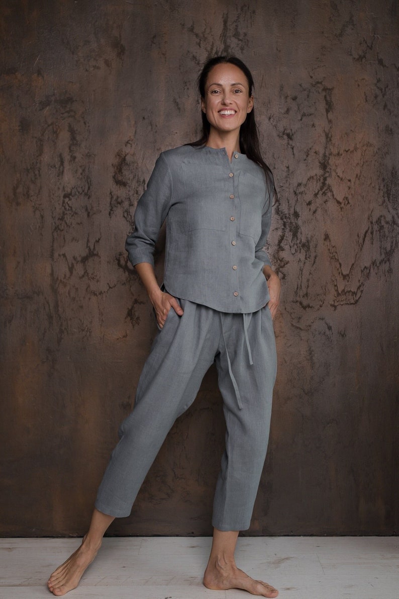 Linen shirt grey color
