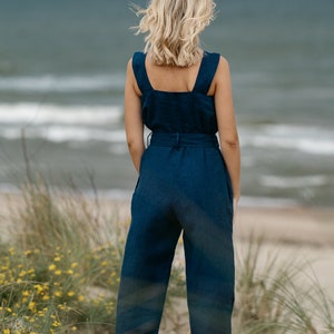 Wrap linen jumpsuit, Linen jumpsuit, Linen romper, Washed linen overall, Linen sleeveless jumpsuit, Linen romper, Linen overall, image 4