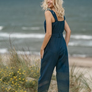 Wrap linen jumpsuit, Linen jumpsuit, Linen romper, Washed linen overall, Linen sleeveless jumpsuit, Linen romper, Linen overall, image 3