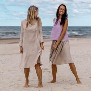 Oversized AURA linen dress / Long sleeve dress / Loose MIDI dress zdjęcie 5