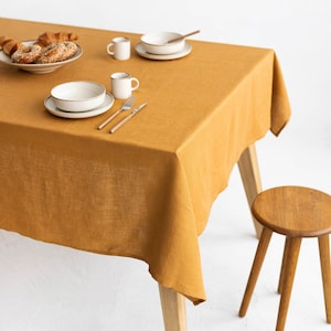 Linen tablecloth in various colors. Stonewashed linen tablecloth. Table linen. Linen table cloth square image 5