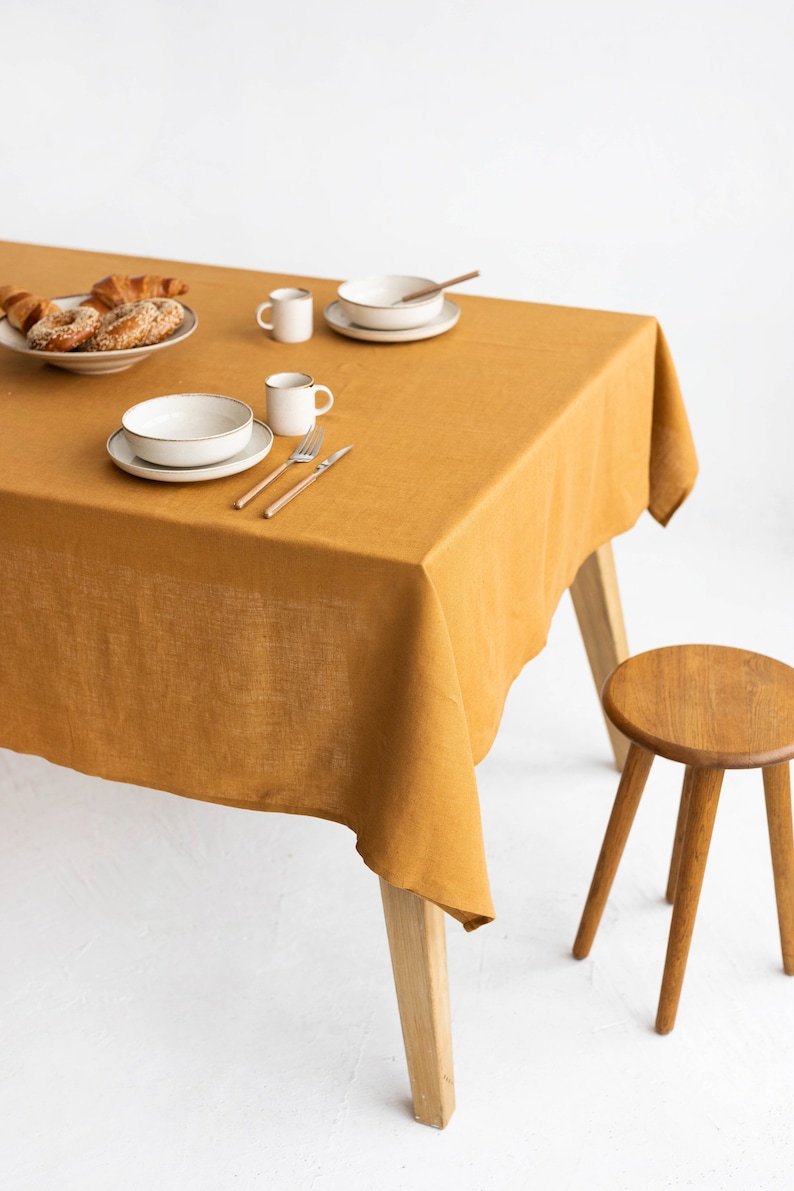 Linen tablecloth in various colors. Stonewashed linen tablecloth. Table linen. Linen table cloth square image 5