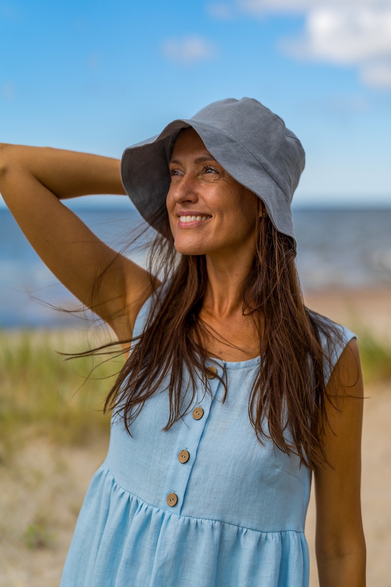 Linen bucket hat Unisex summer hat Linen hat Handmade fisherman hat image 4