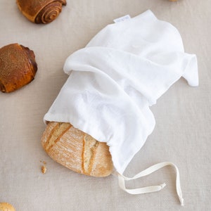 Drawstring linen bread bag. Bread bag. Various colors. Kitchen linens image 3