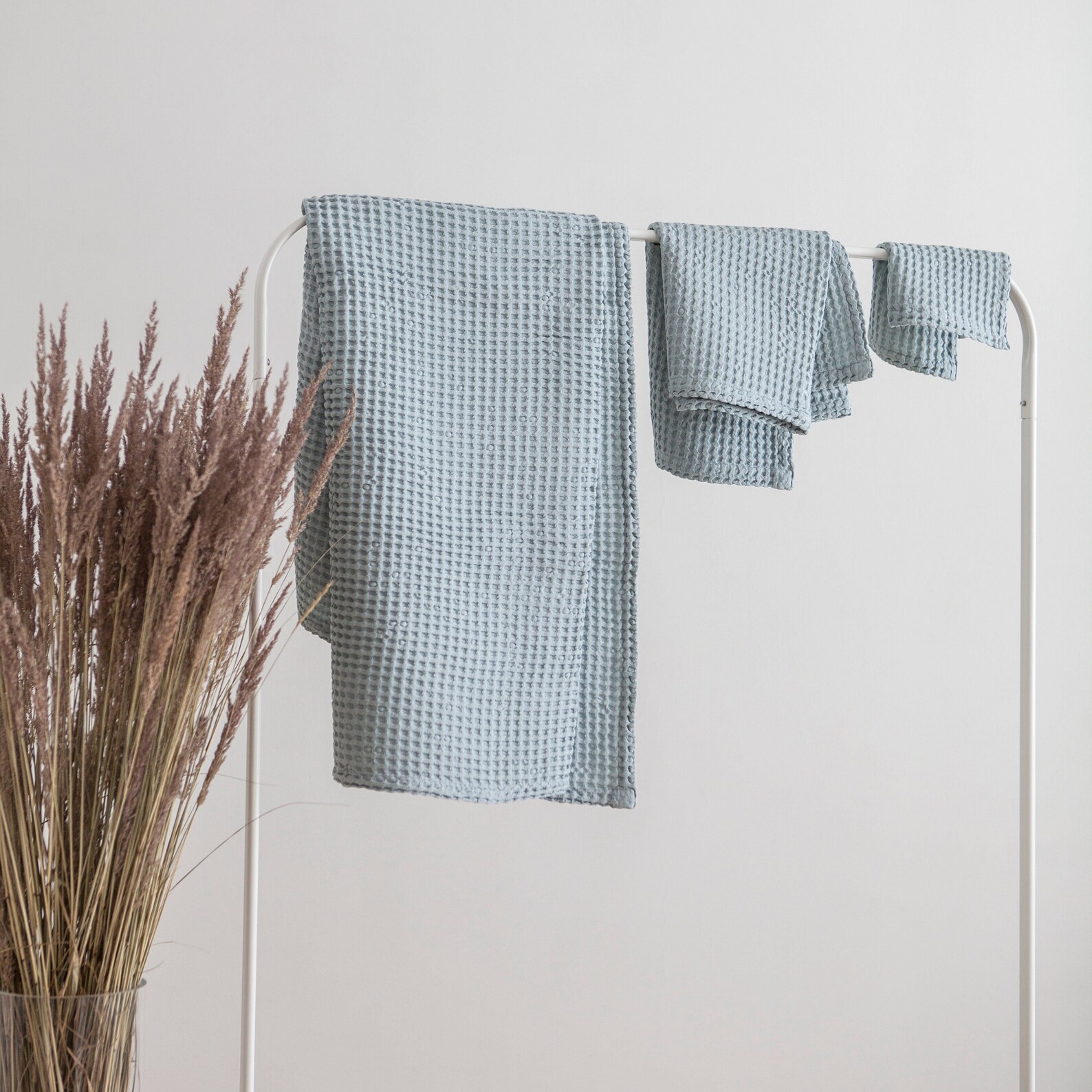 Linen Waffle Towel Set | Charcoal