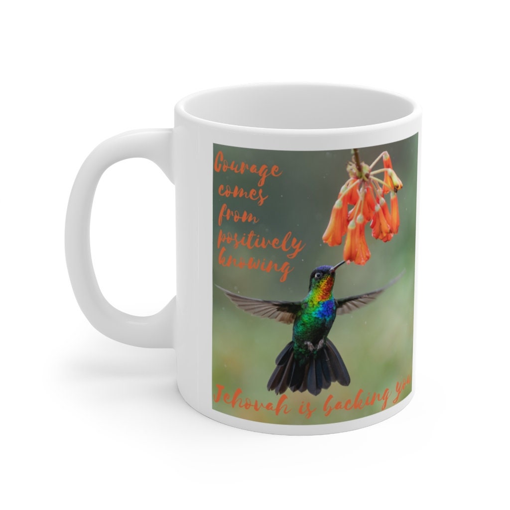 De dónde viene el coraje colibrí taza de café de cerámica