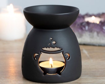 Black Halloween Cauldron Cut Out Oil Burner in Gift Box