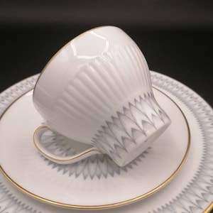 Royal TETTAU, Porcelain TEA Cup, Saucer, and PLATE Trio, Quality Vintage Königlich Privilegierte Bavarian Porcelain
