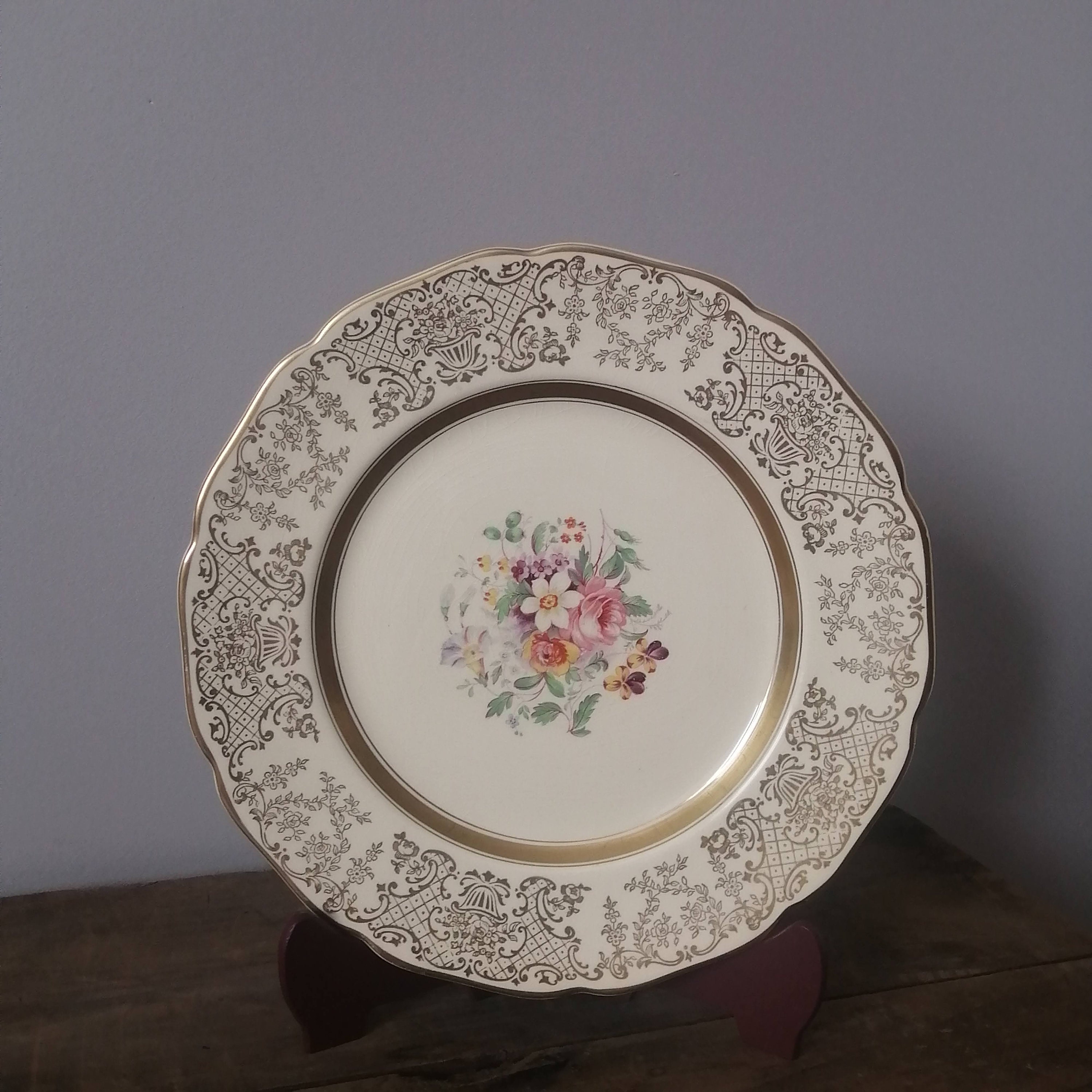 Vintage JOHNSON BROS, Victorian Pattern, Floral With Gold Filigree, Art