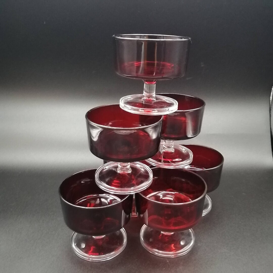 LUMINARC Ruby Red CAVALIER Champagne Dessert Glasses MCM 6 - Etsy