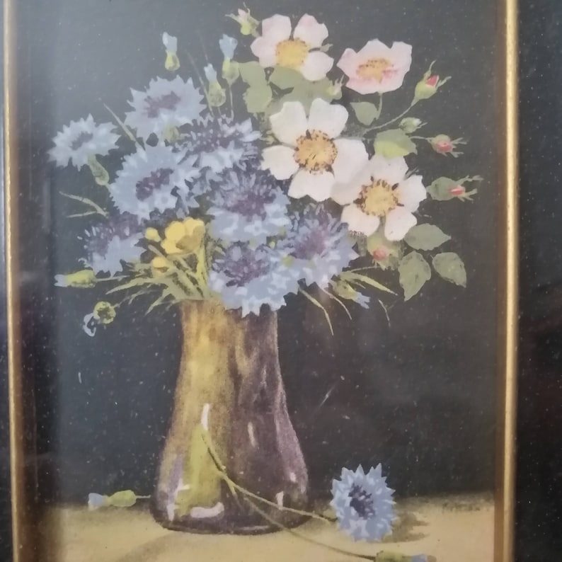 Lovely VINTAGE Framed FLORAL ART 5 3/4 X 7 Vase Etsy