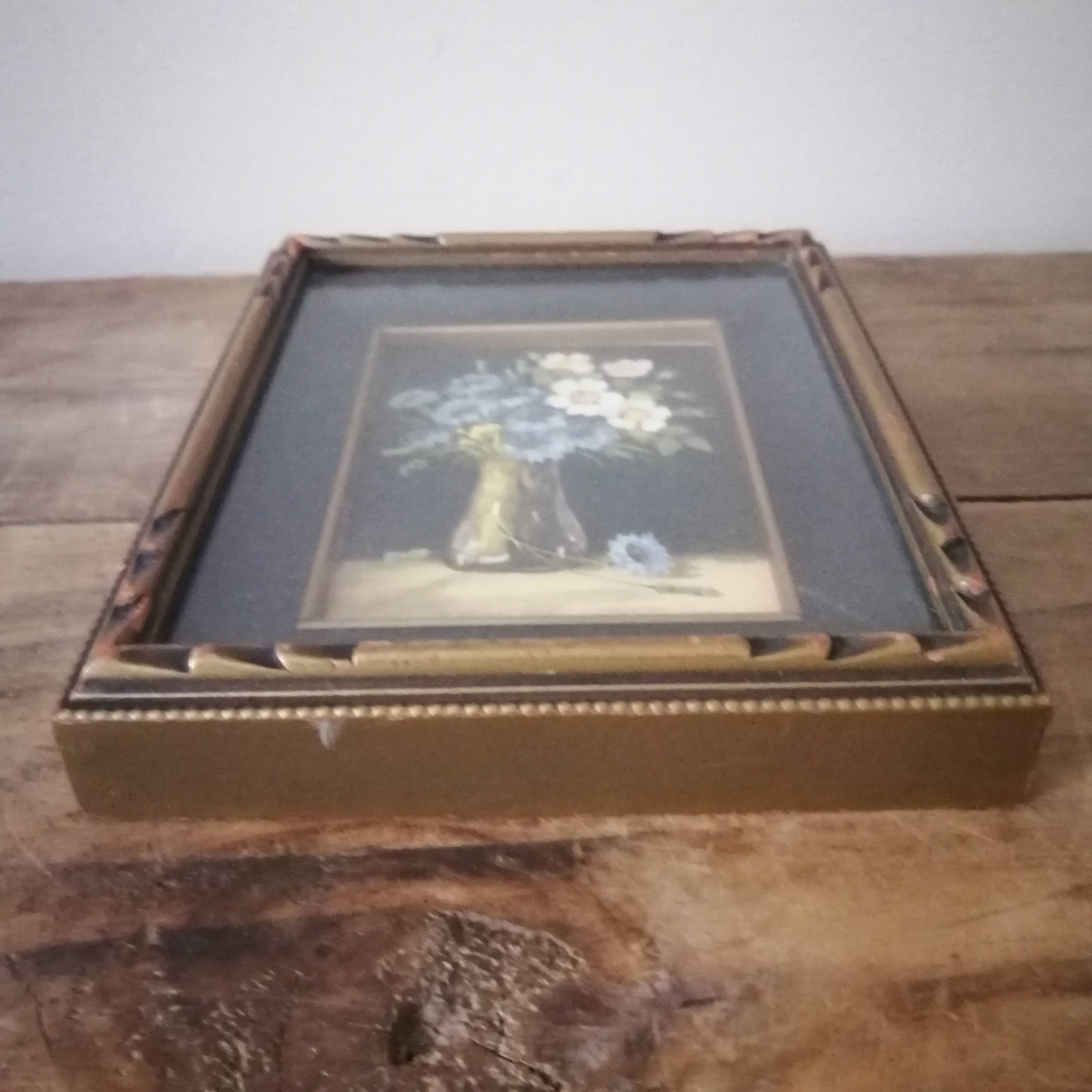 Lovely VINTAGE Framed FLORAL ART 5 3/4 X 7 Vase Etsy