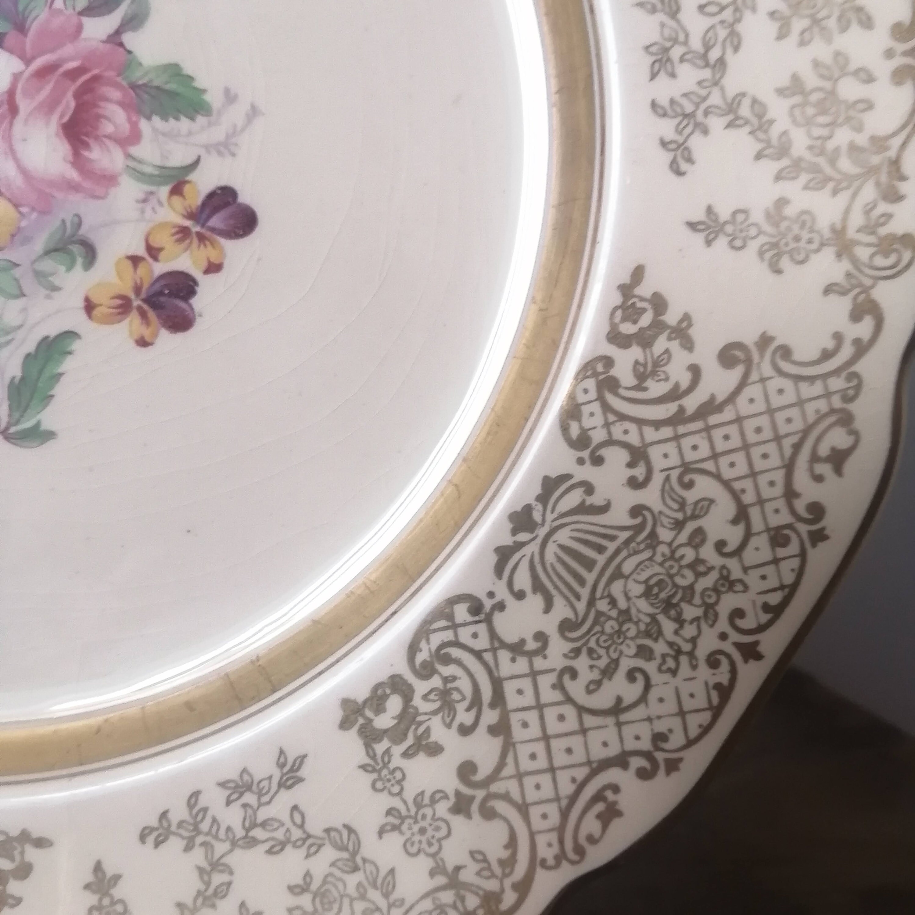 Vintage JOHNSON BROS, Victorian Pattern, Floral With Gold Filigree, Art