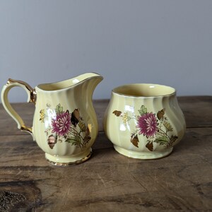 Vintage SADLER, Yellow CREAM and SUGAR Set, Pattern 2750, England ~ 1940&#39;s