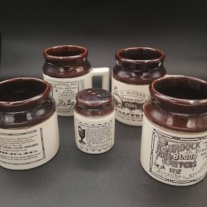 Vintage ABENAKIS, Canadees gemaakt aardewerk, Ye OLDE Canadese Crock Prints, Beauceware Quebec, individueel verkocht