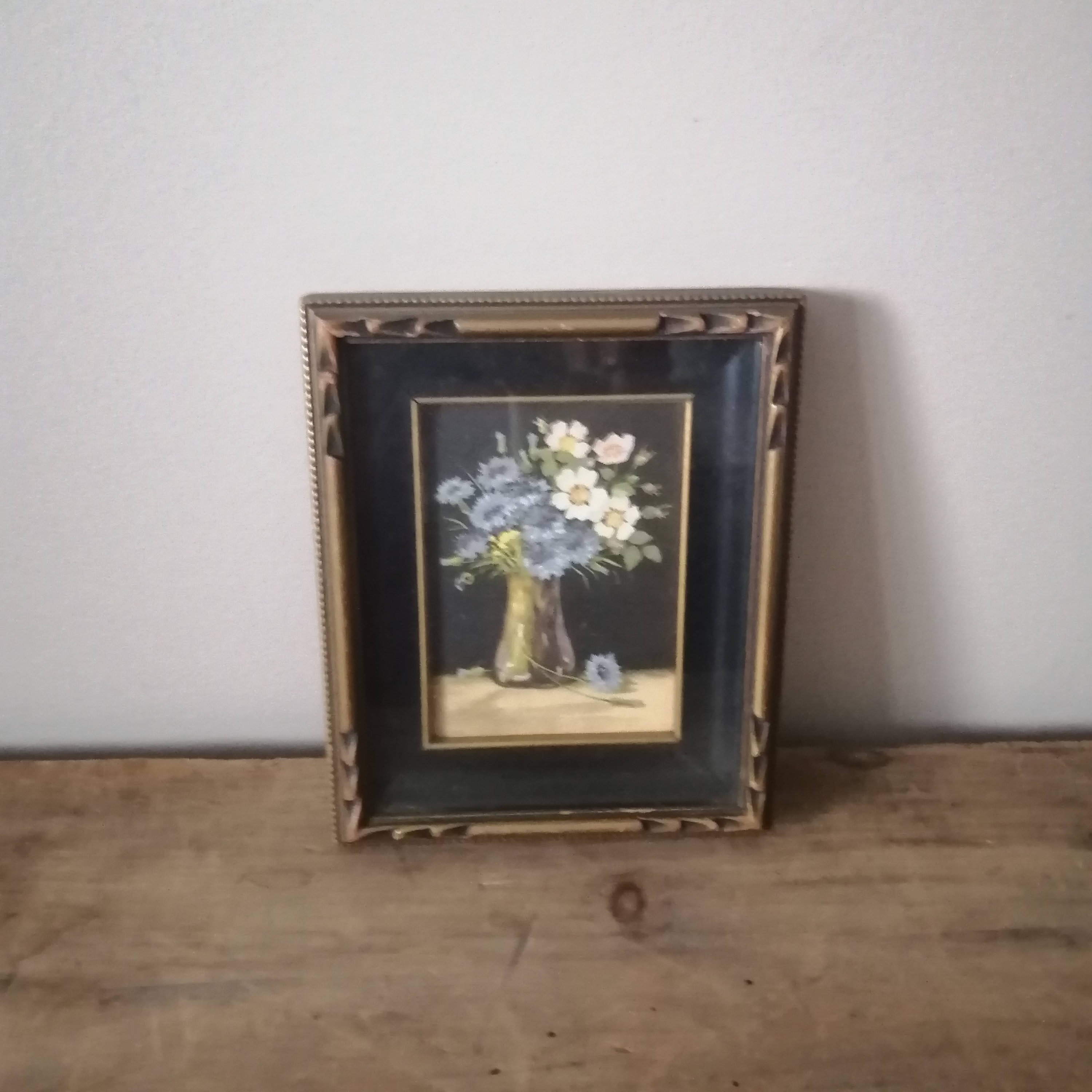 Lovely VINTAGE Framed FLORAL ART 5 3/4 X 7 Vase Etsy