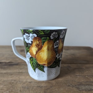 Vintage CHODZIEZ Coffee Cups, Fruit Motif, Made in Poland