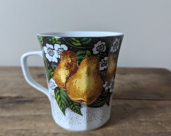 Vintage CHODZIEZ Coffee Cups, Fruit Motif, Made in Poland