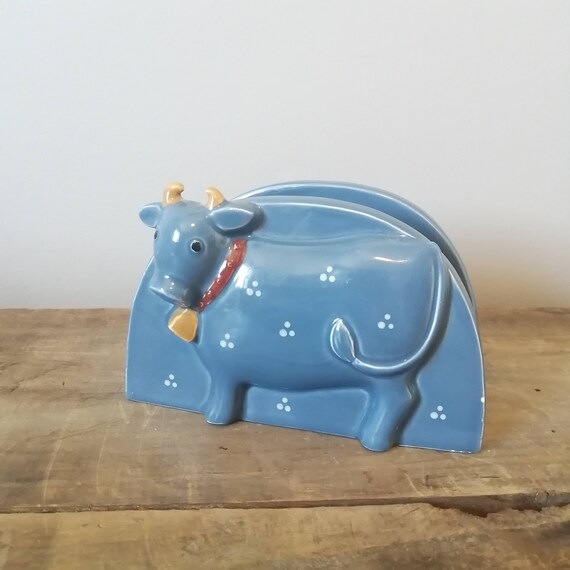 Vintage OTAGIRI Blue Cow NAPKIN HOLDER Farmhouse Kitchen Etsy