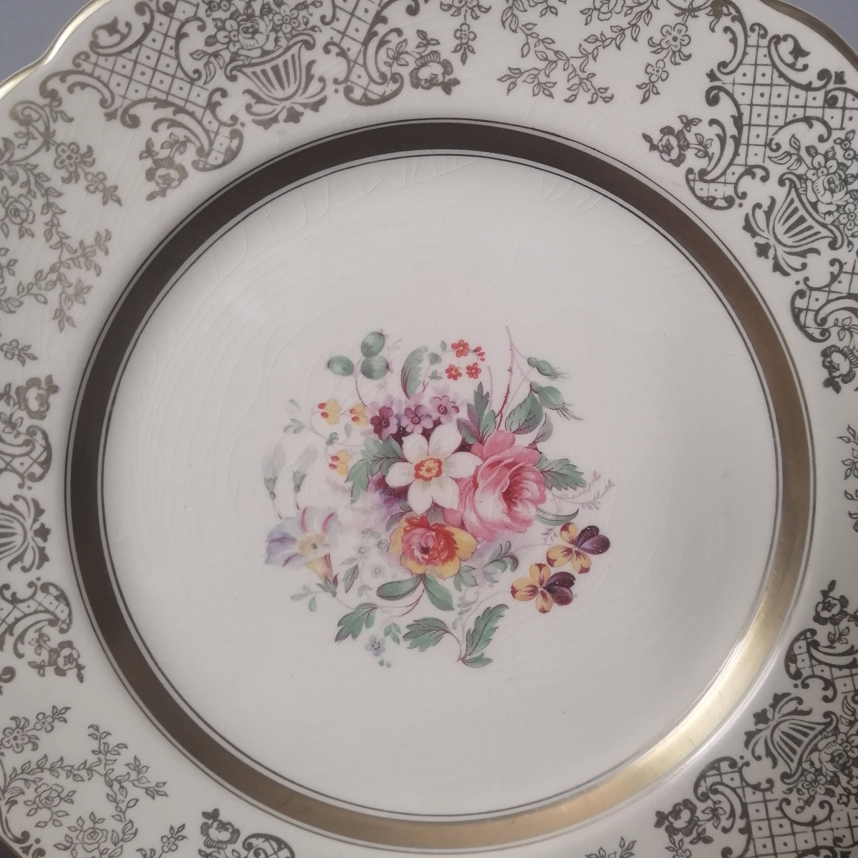 Vintage JOHNSON BROS, Victorian Pattern, Floral With Gold Filigree, Art