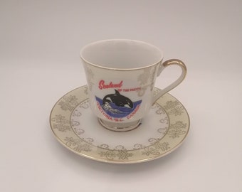 Vintage TEA CUP and Saucer, SEALAND of the Pacific Souvenir, British Columbia, Made in Japan