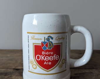 Vintage Carling O'KEEFE Ceramic BEER STEIN, Heavy Tankard with Speckled Finish