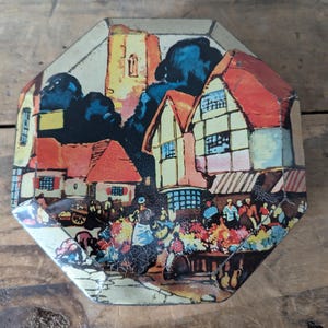 BLUE BIRD Toffee Tin, Vintage Octagonal Tin, Made in England
