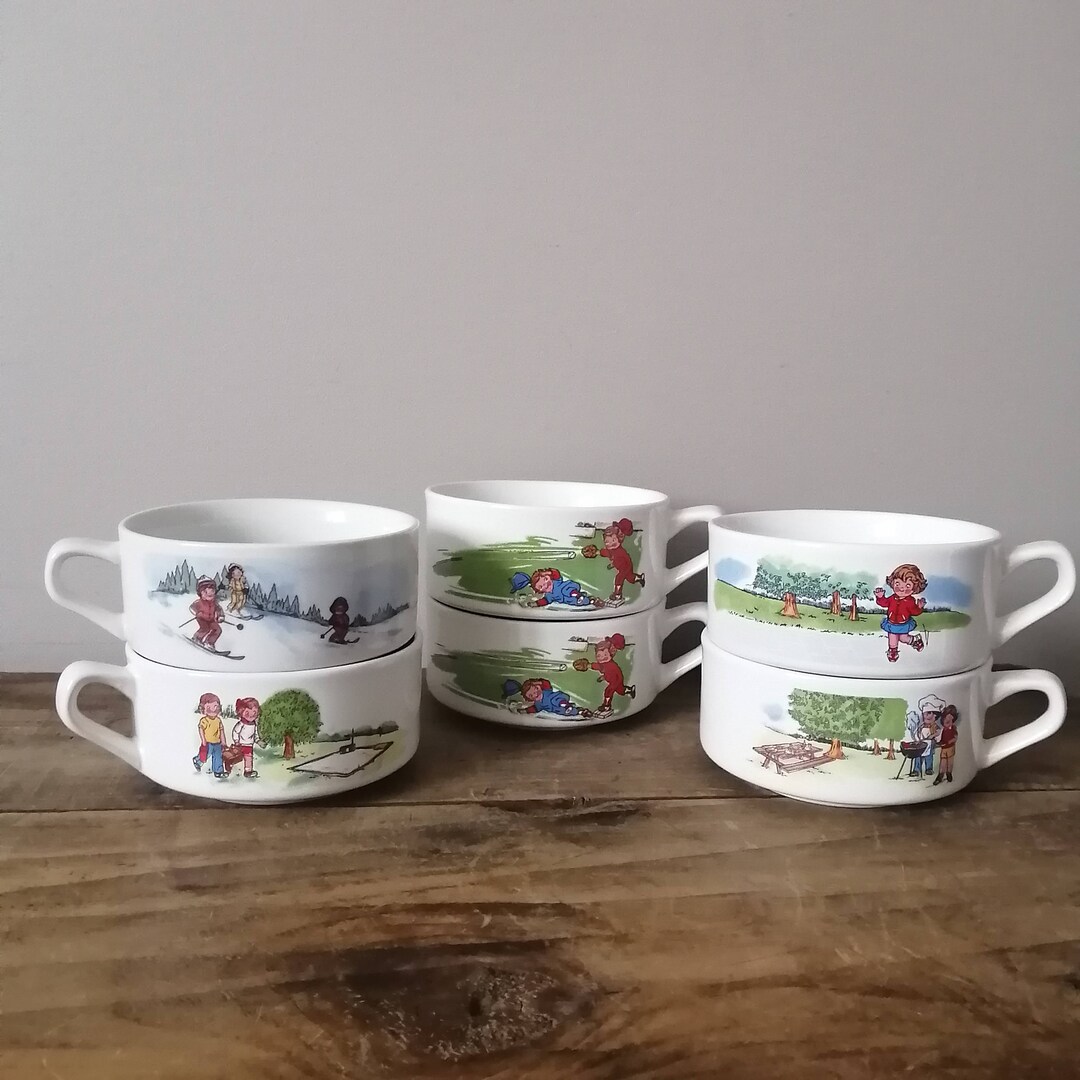 Vintage Campbell's SOUP Bowl/mug Skiing Baseball Etsy
