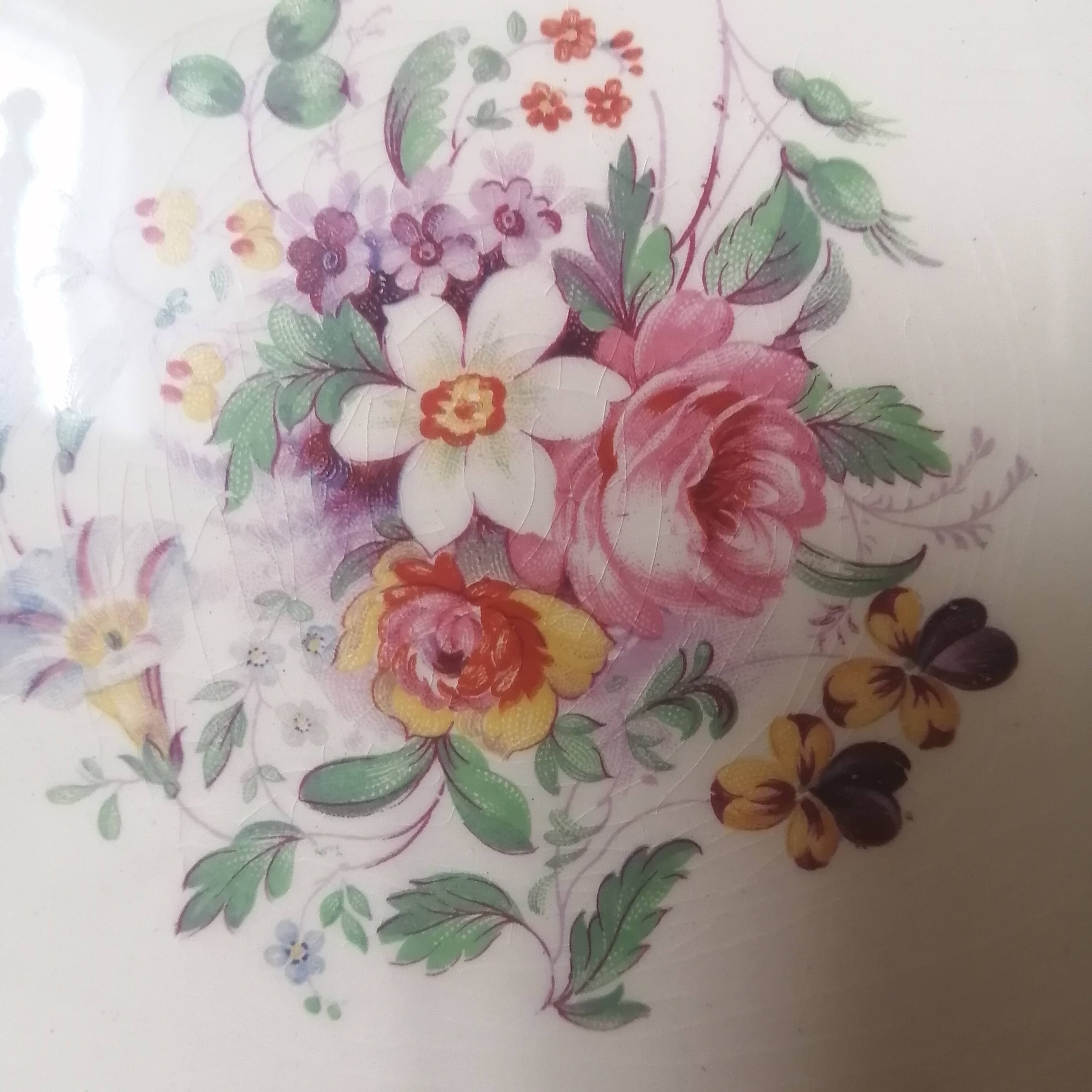 Vintage JOHNSON BROS, Victorian Pattern, Floral With Gold Filigree, Art