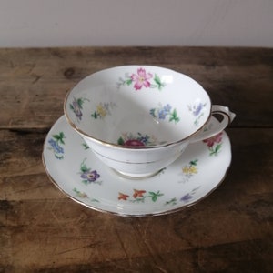 Vintage TUSCAN Tea Cup and Saucer, Pattern Called "BOUQUET", and Numbered C7200, Made in England of Fine Bone China