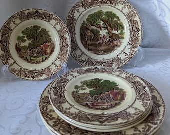Vintage "RURAL Scenes" Plates Made by Royal STAFFORDSHIRE Pottery of England