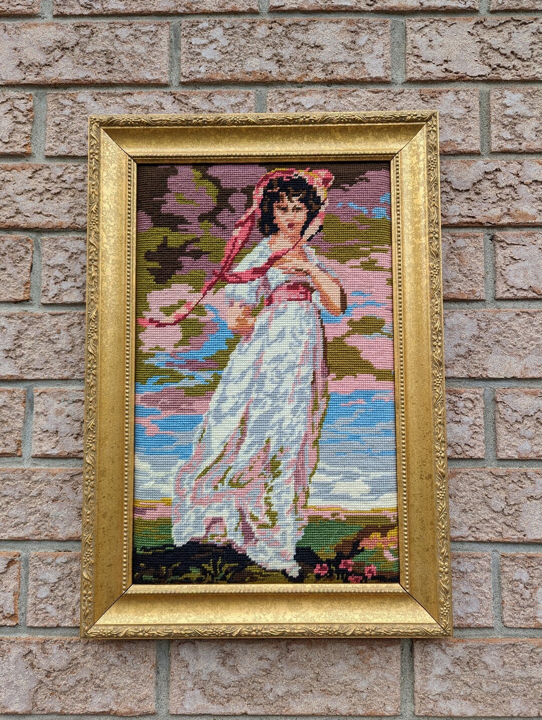 Vintage PINKIE and BLUE BOY Framed Needlepoint Art - Etsy Denmark